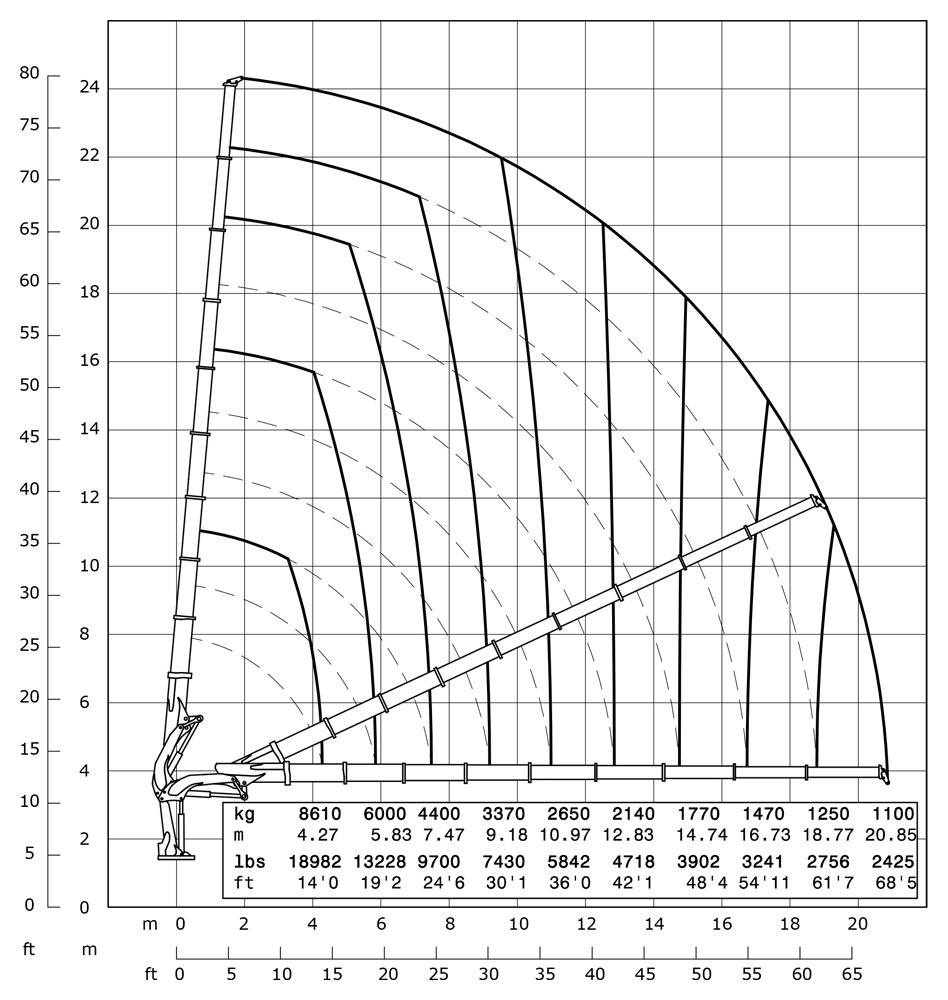 Gráfico de carga Grua 50.000 E ASC Plus